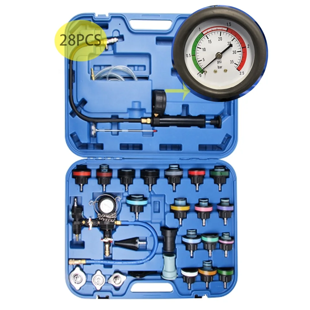 VIKTEC 기타 차량 도구 28pc Herramientas-para- Automotriz 범용 라디에이터 냉각 시스템 압력 테스터 어댑터 세트, 차량 공구 압력 시험기
