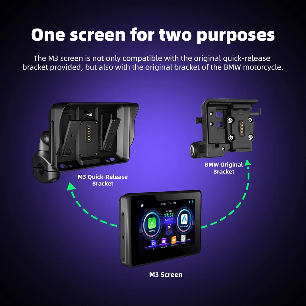 Freedconn Digital Motorcycle CarPlay Android Auto per BMW R1200GS R1250GS Moto Schermo di Navigazione GPS Wireless Portatile per Cruscotto - Image 6