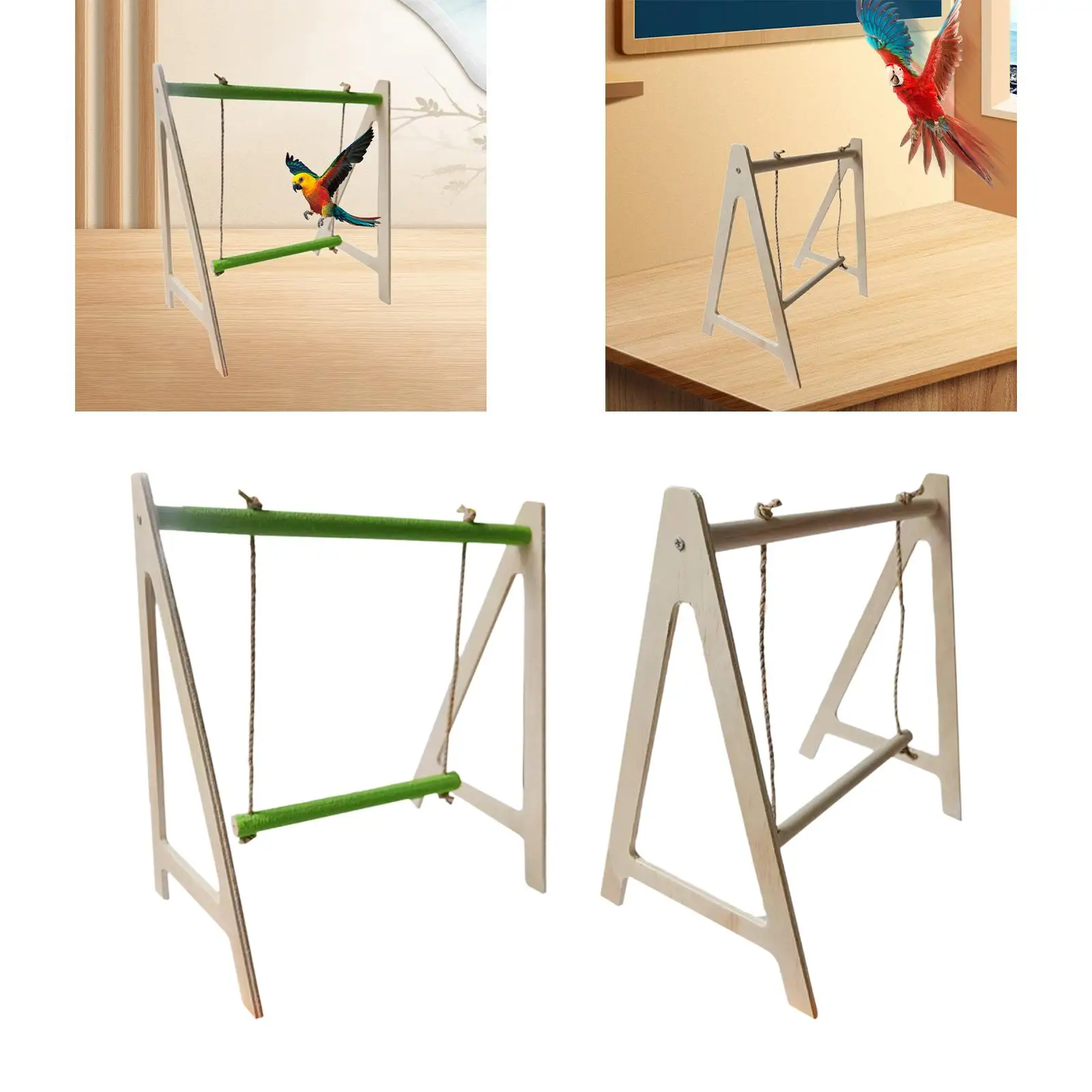 Bird Parrot Hammock Perch Rest and Play Parrot Play Stand Wooden Parrot Chewing Toy for Budgies Cockatoo Conure Parakeet