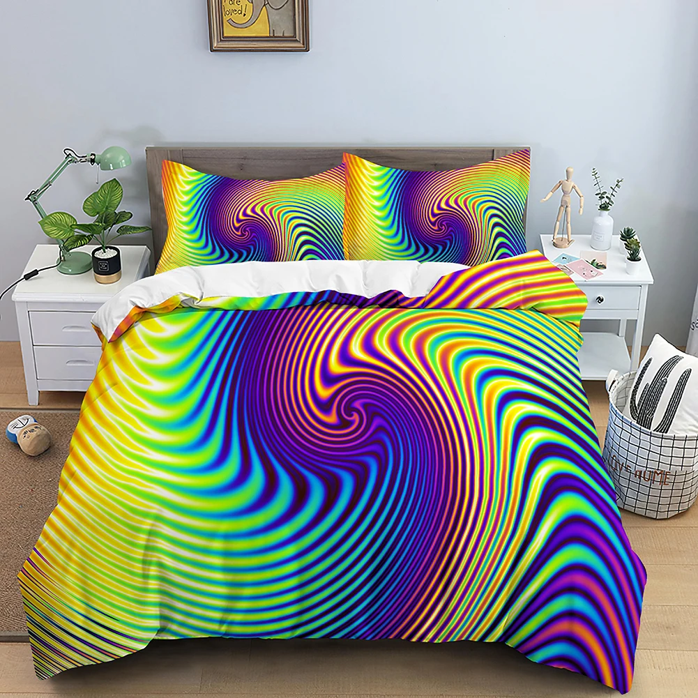 3D Geometric Patterns Printed Softly Bedding Set Stereoscopic Dense Hole Warmly Queen King Size Duvet Cover with 2 Pillow Case 