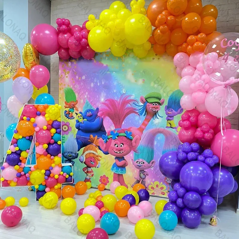 1 세트 노란색 트롤 테마 풍선 생일 파티 장식 32 인치 번호 Ballon 홈 장식 소년 선물 아이의 샤워 장난감 글로브