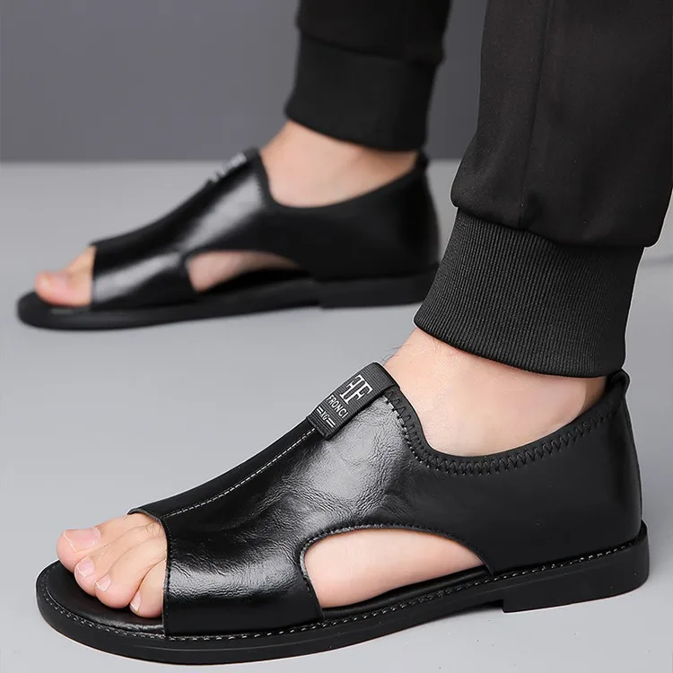 Sandals for Men Brand Casual Shoes 2026 Fashion Men's Slippers Comfortable Beach Shoes High Quality Leather Men Flat Sandals - 4