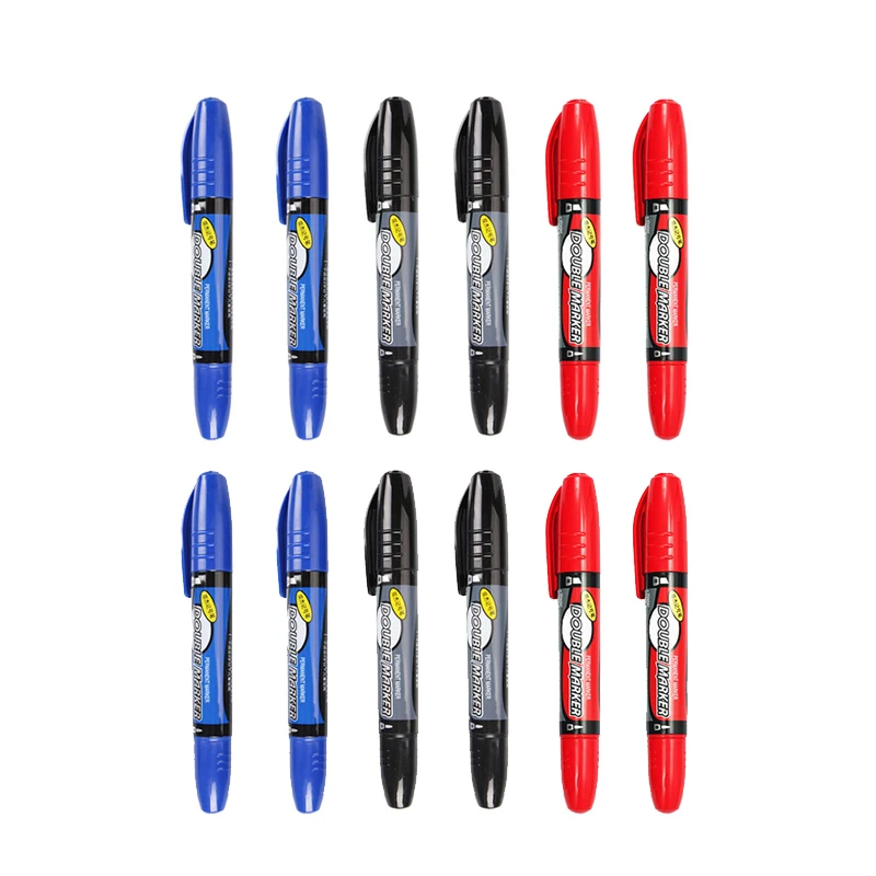 

12pcs High Quality Large Capacity Marker Pens Ink Color Fast Dry Do Not Fade Waterproof Black Blue Red Art Marker Markers 2110