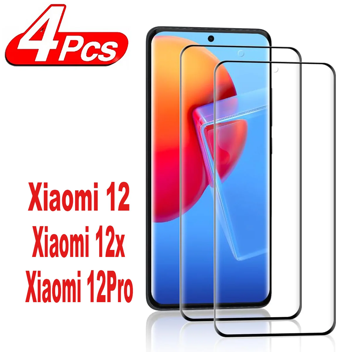 

2/4Pcs 3D Tempered Glass For Xiaomi 12 Pro 12X 12S Curved Ultrasonic Fingerprint Screen Protector Film