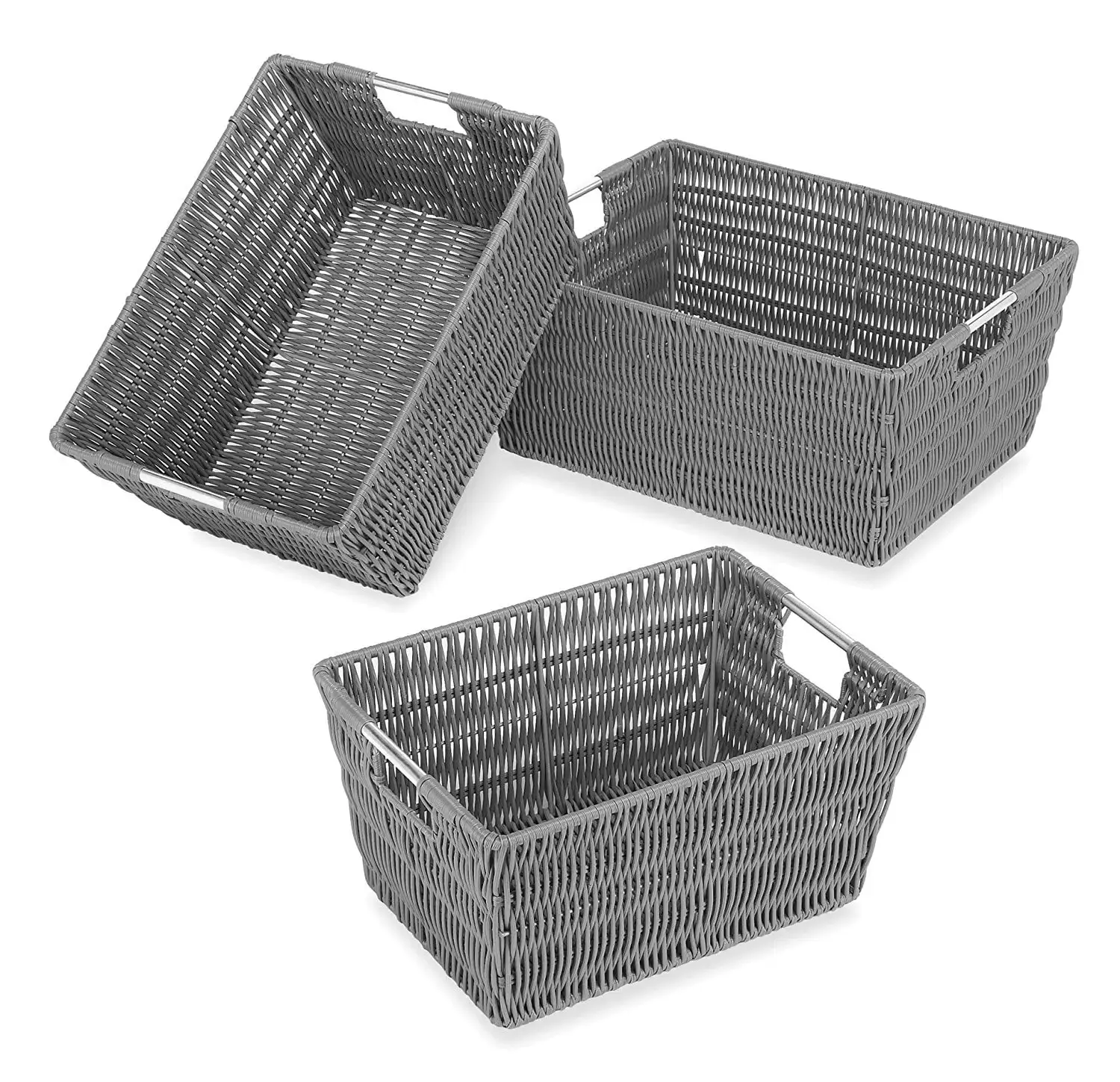 

Whitmor Rattique® Storage Baskets - Set of 3 - Grey