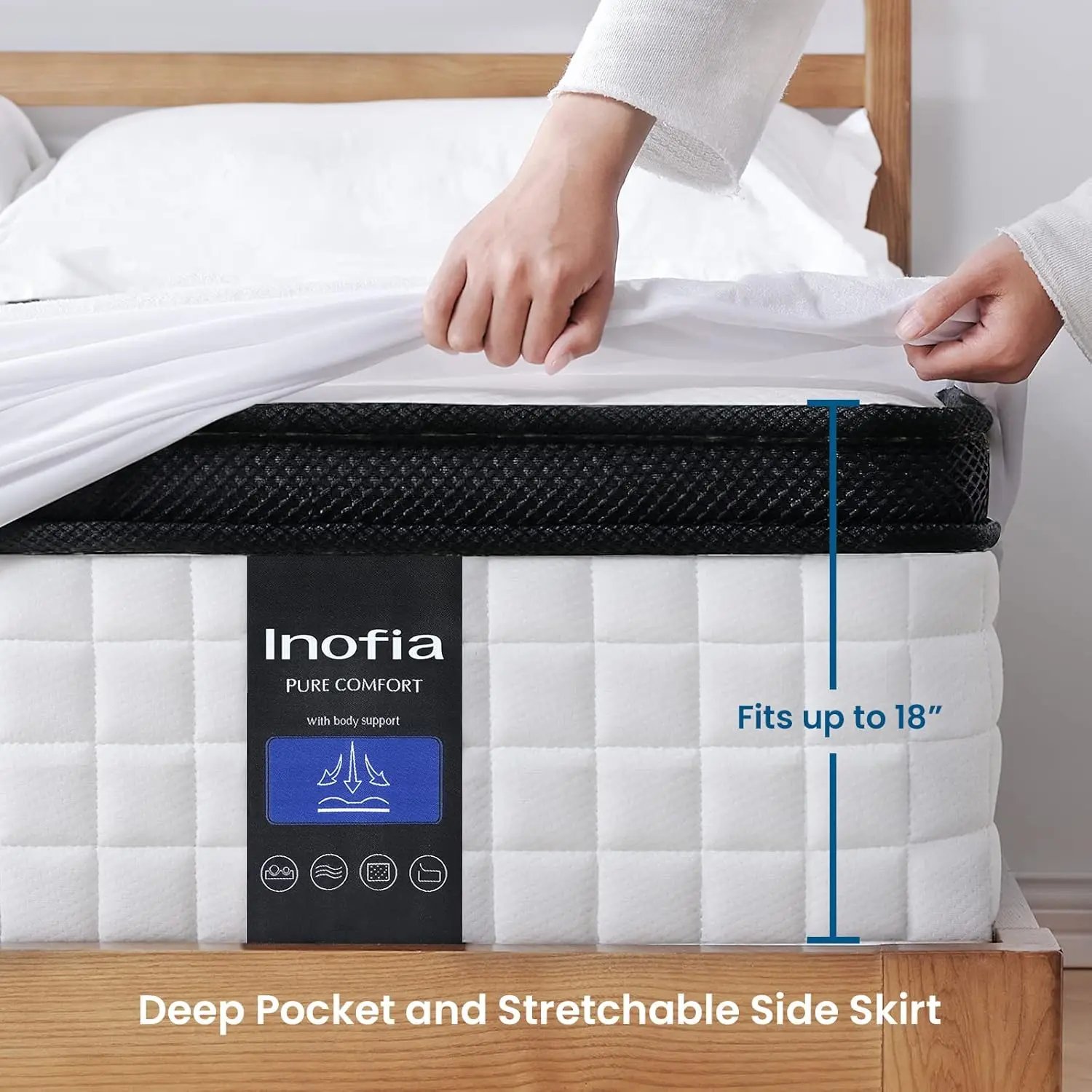 King Mattress 12 inch Hybrid King Size Mattress Cool Bed with Waterproof Rayon Protector Included, Medium Firm Feel, Mo