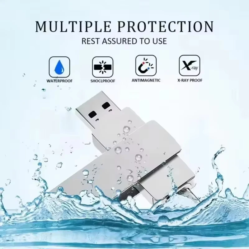 High-Speed 512GB USB 3.2 Dual-Interface Waterproof Flash Drive