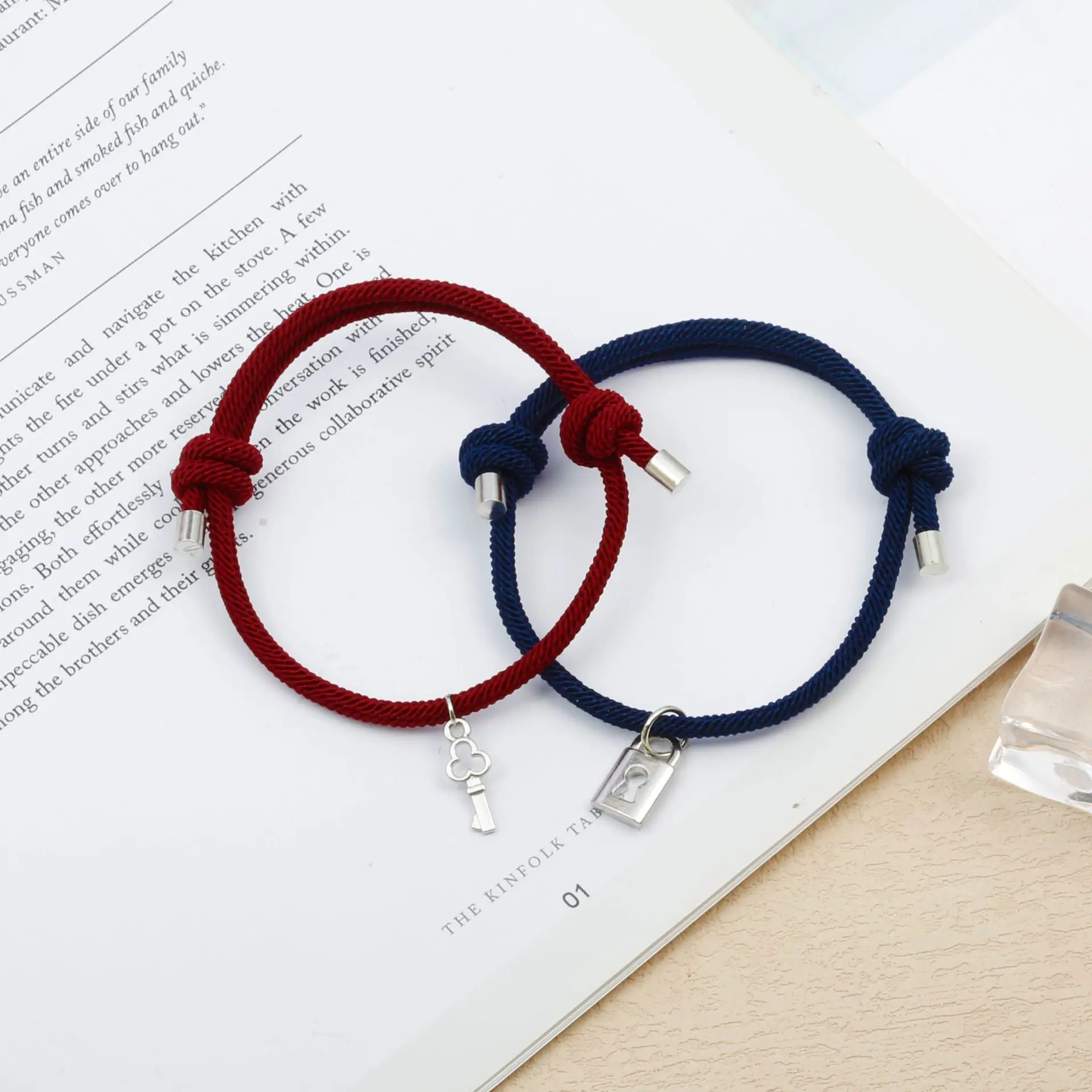 

Heart lock couple bracelet student trendy ins bracelet for male girlfriend gift woven girlfriends hand rope adjustable wholesale
