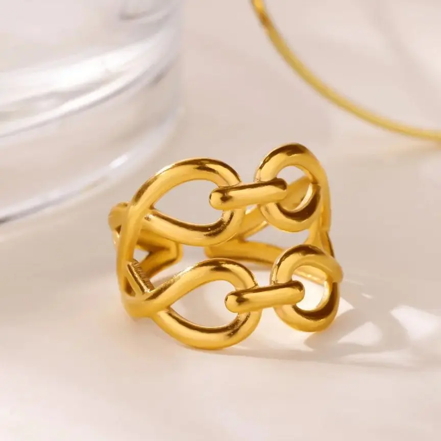 Creative Infinity Knot Rings Women Gold Stainless Steel