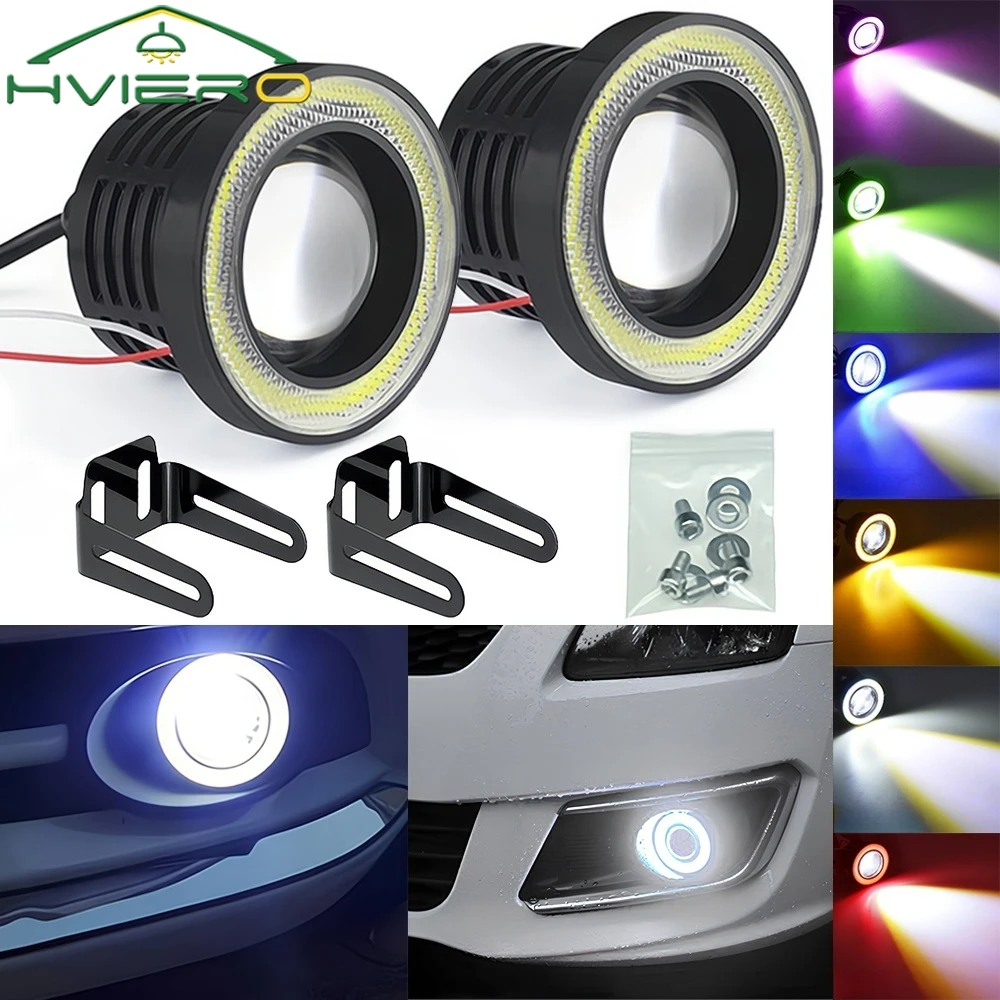 2X voiture COB Auto DRL Led 12V phares Angel Eyes brouillard étanche phares DRL diurne clignotant coffre Led