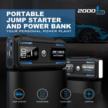 Car Battery Starter 22000mAh Power Bank Starting Device Portable Power Station Booster Car Battery Car Accessories Portable