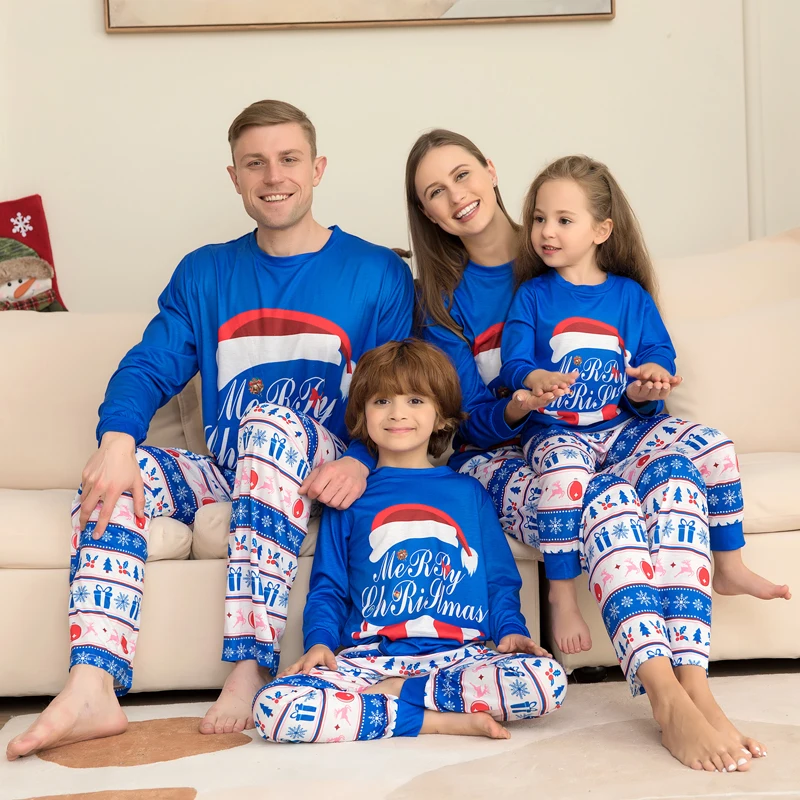 Family Christmas Pajamas Matching Clothes Set 2023 Xmas Father Mother Kids Outfit Dad Mom And Daughter Son Sleepwear Family Look