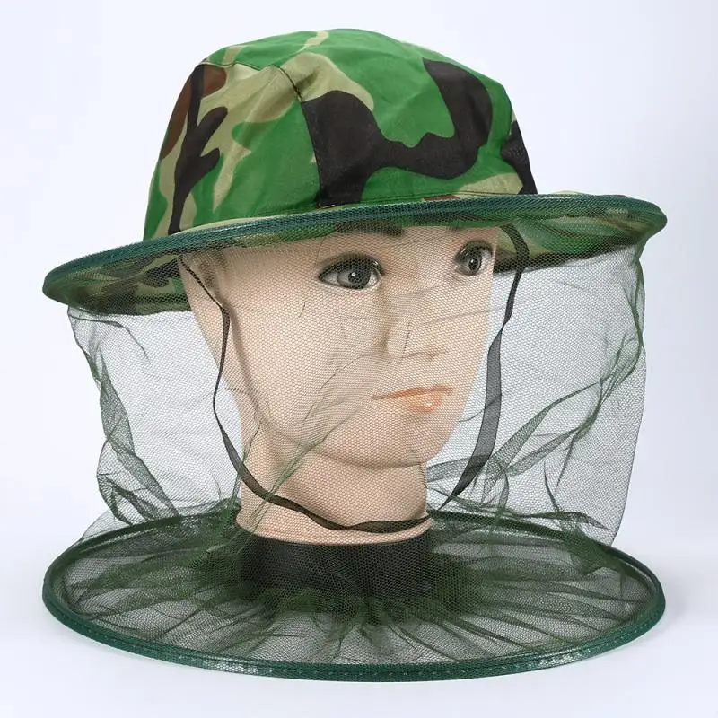 Camo Beekeeping Hat Head Face Protection Veil Mask Hat Bee Bug Insect Anti-mosquito Safety Prevention Head Net