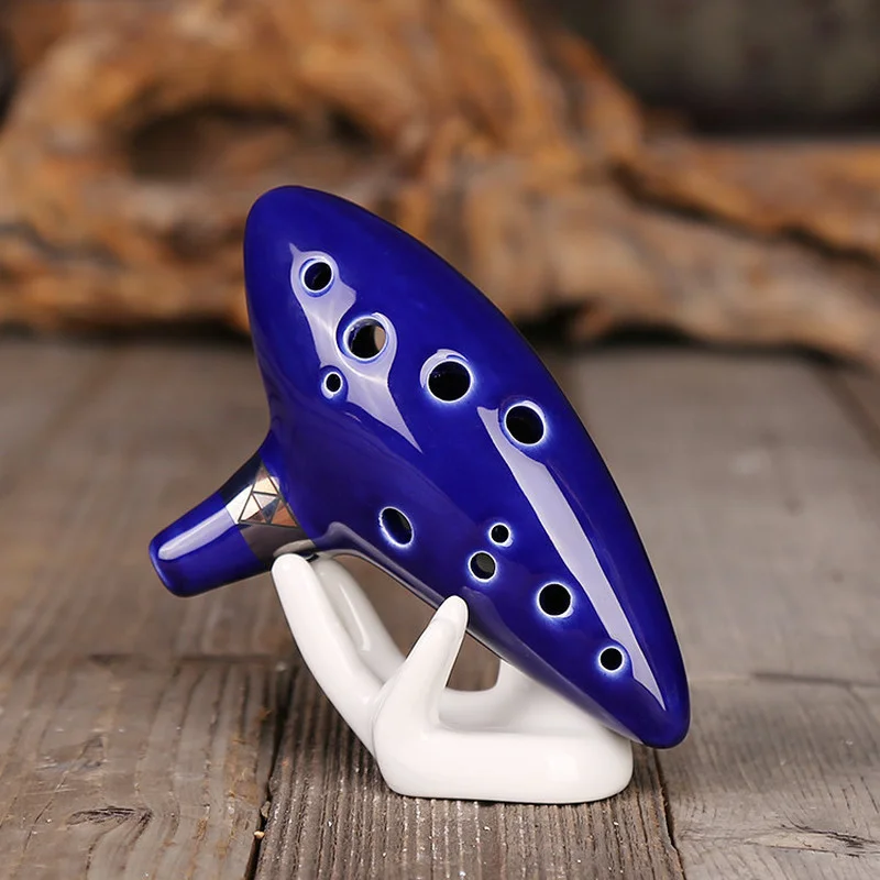 Ocarina 12 Hole Alto Tone C Key Flute Ceramic Legend of Professional Musical Instrument Smoked Fluta