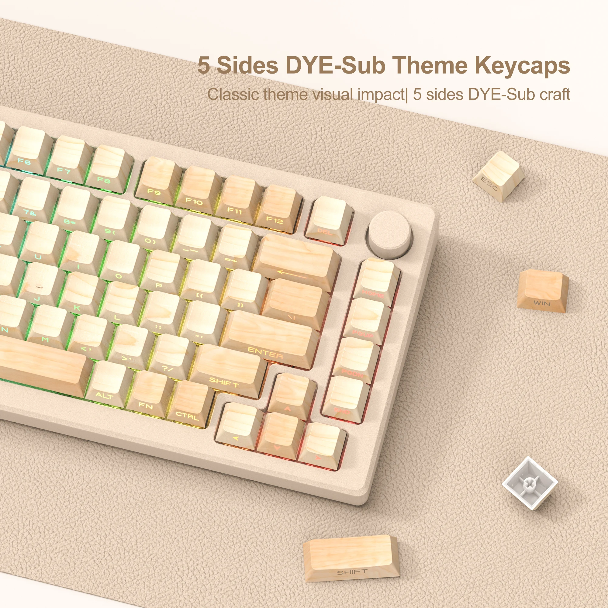 Faia de Madeira Side Print Backlit Side Dye-sub Pbt Keycap Rgb Perfil Cereja Fit para Cherry mx Gamer Teclado Mecânico 136 Chaves - Imagem 3