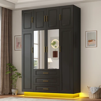 LED 4-Door Armoire Wardrobe 1