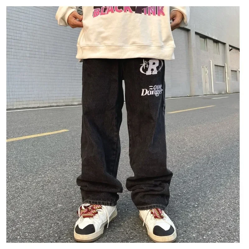 Black Jeans Men's Cargo Pants Jeans Star Women's Trendyol Baggy Hip Hop Streetwear Print Pants Large Femme Cargo Man Retro Y2k