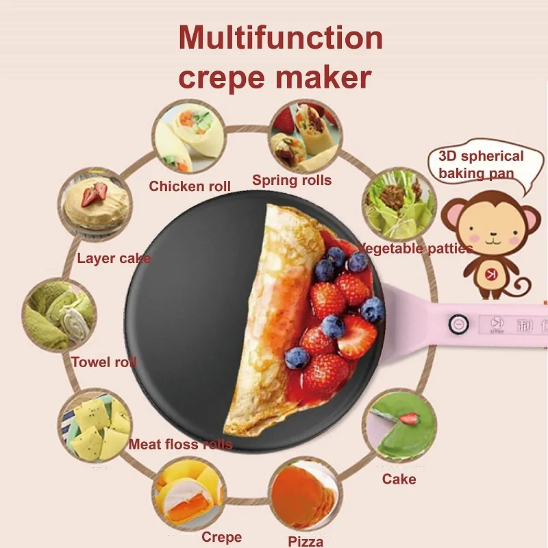 220V Electric Crepe Maker Pancake Machine Spring Roll Machine Home Non-Stick Electric Frying Pan Multi-functional Cooking Tools 2