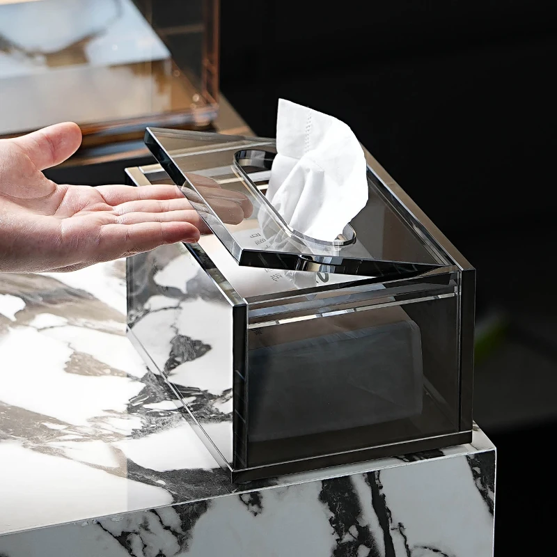 Light luxury crystal glass tissue box Washing table Toilet paper Face towel Storage hotel model room Coffee table Carton