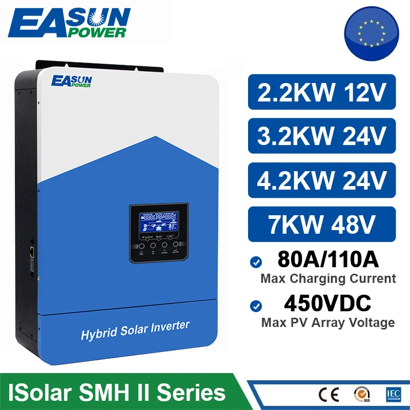 VEVOR Onduleur Hybride 4000 W Onduleur Solaire Hybride 24 V CC à 230 V CA Compatible