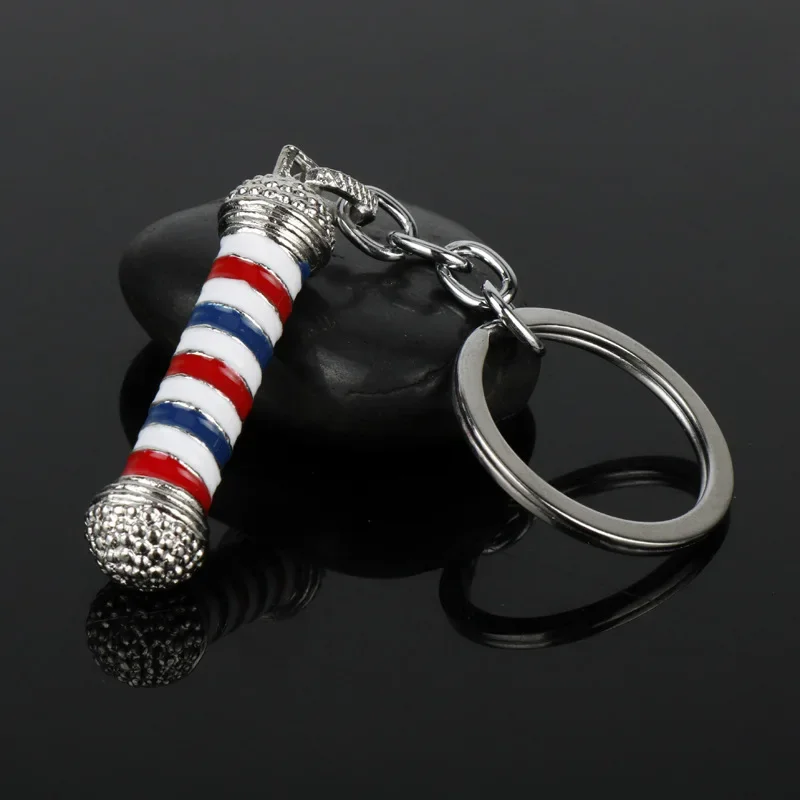 Japanese and Korean Fashion Car Keychain Drip Oil Barber Shop Turn Light Sign Alloy Keychain Pendant Girl and Boy