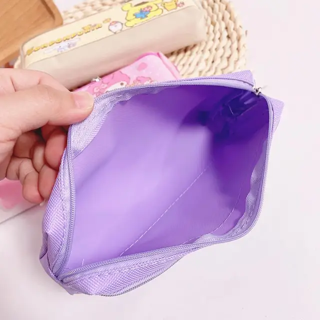 Cartoon Anime Kuromi Melody Cinnamoroll Student Double Layers Pencil Case Kawaii Pompompurin Kids Stationery Storage Bag Pen Bag 4