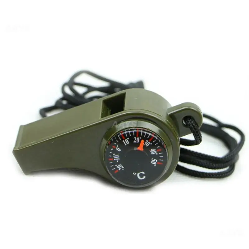 Survival Whistle 3in1 Mutifunction Lightweight Thermometer Compass For Camping Hiking Outdoor
