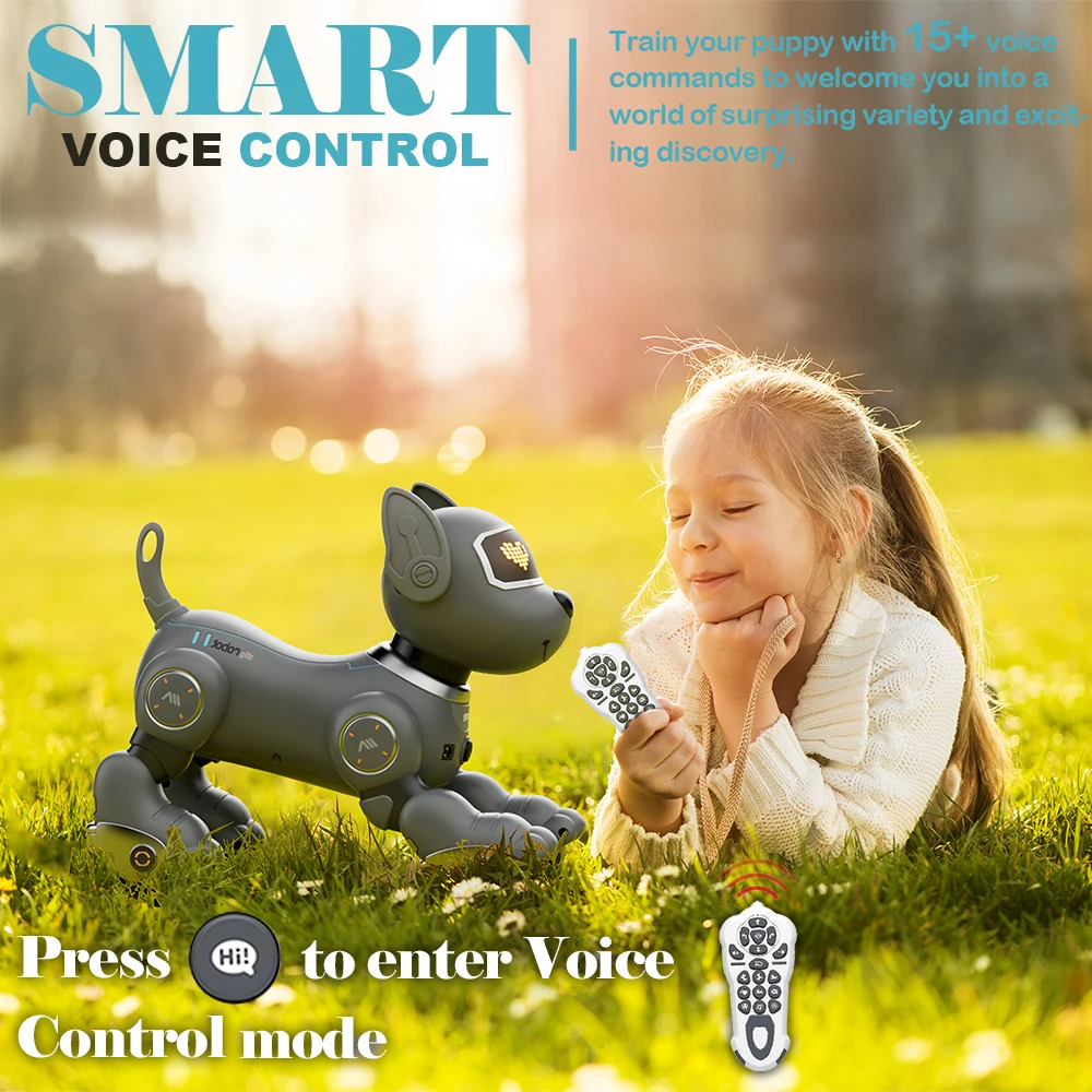 VATOS Robot Dog Toy for Kids Voice Remote Control Pet Interactive Touch Sensors 20+ Mode Robotic Puppy Toy Boys Girls 2