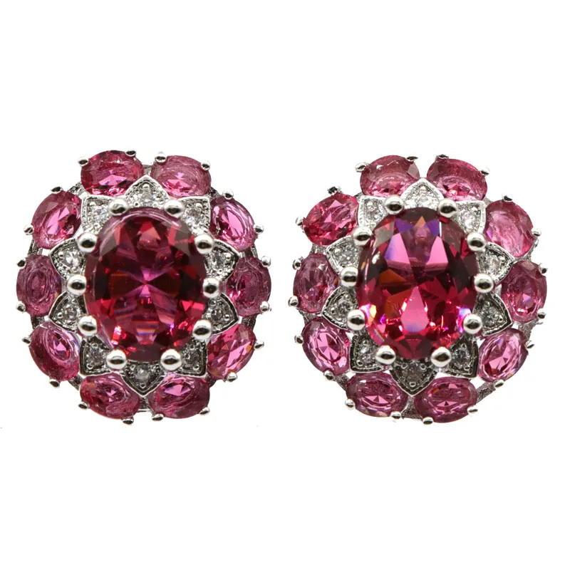 

925 SOLID STERLING SILVER Earrings 8g Hot Sell Rhodolite Garnet Green Amethyst Tanzanite White CZ High Trendy Polished