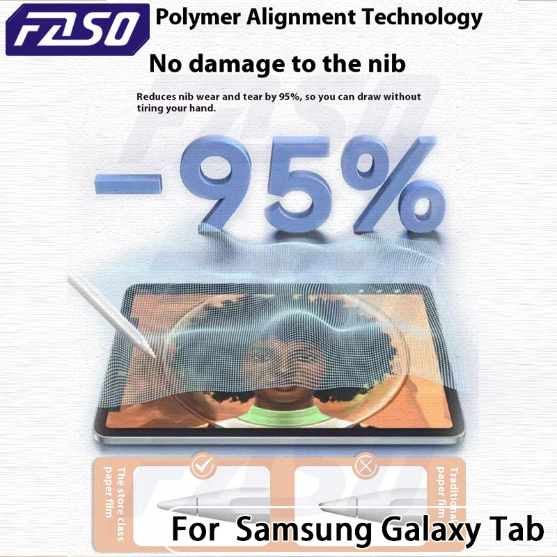 3Pcs Paper Film Screen Protector Samsung Galaxy Tab S7 S8 Plus Ultra Samsung tab S6 Lite s7 s9 fe A8 A9 No Glass