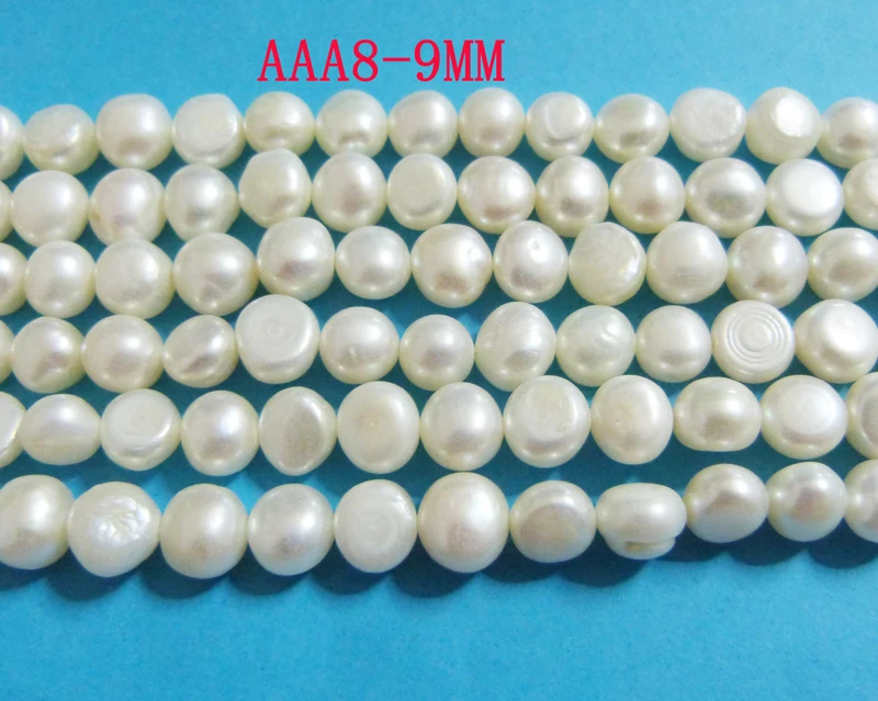 

2pcs AAA 8-9MM white baroque freshwater pearls loose beads 15 "L