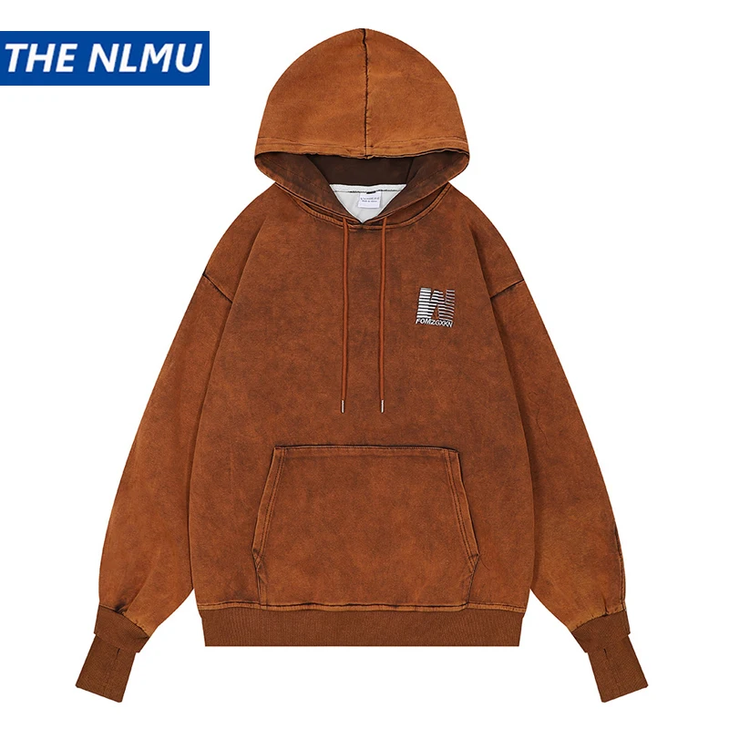 

Vintage Hoodie Sweatshirt Hip Hop Streetwear Letter Graphic Washed Hooded Pullover 2023 Men Harajuku Casual Hoodies Y2K Unisex