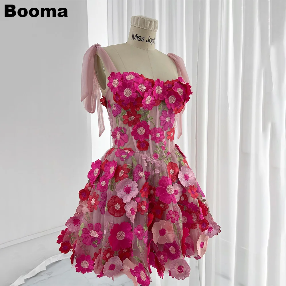 

Booma A Line Embroidery Floral Mini Prom Dresses 3D Flowers Sweetheart Fairy Cocktail Dresses Homecoming Birthday Party Events