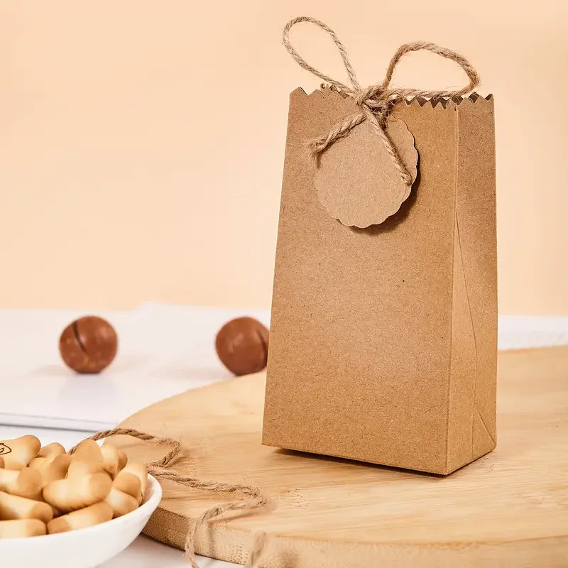 10/50 Kraftpapier-Geschenkboxen, weiße und braune Geschenktüten, DIY-Schnuranhänger, perfekt für Geburtstag, Hochzeit und Party-Geschenkverpackung – Detail 6