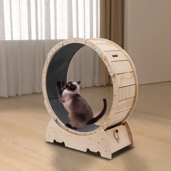 95*104*40cm Pet Treadmill, Cat Exercise Wheel, Natural Wood, Silent Running Toy, Treadmill Roller 3