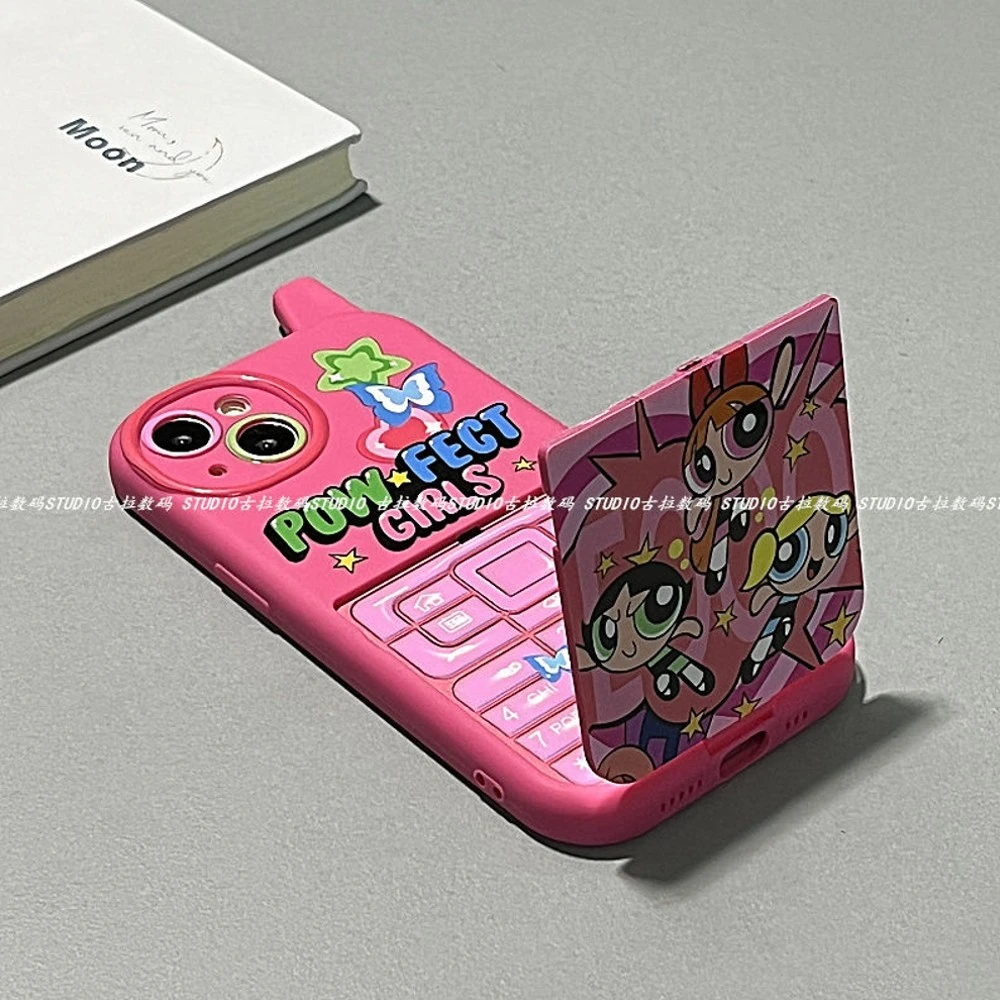 Miniso The Powerpuff Girls Mirror Phone Case For Iphone 14 Plus 13 12
