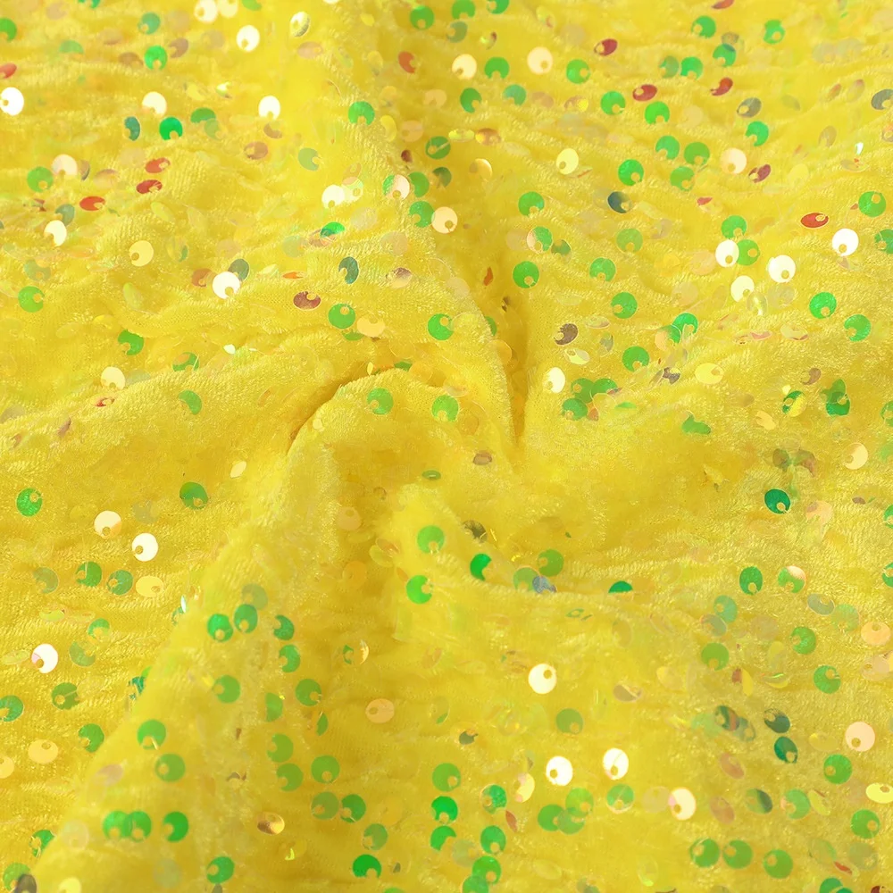Vibrant Multicolor Sequined Embroidered Velvet Fabric