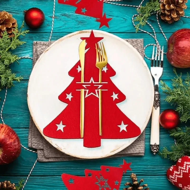 5/10pcs Tableware Bag Christmas Knife Rack