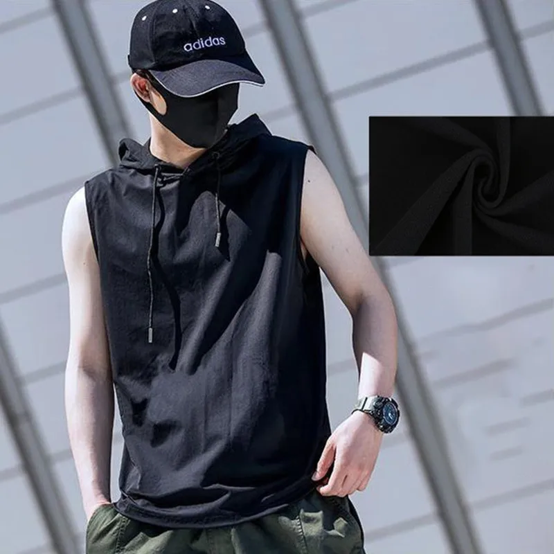 Solid Color Brand New Men's Tank Tops Vest Sleeveless Tees For Male Hooded Man Vests Tops Hip Hop Men Tank Top T shirt