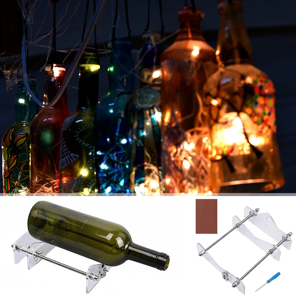 Glass Sculptures Cutter Machine Adjustable Glass Cutter Bundle DIY for Wine Beer Liquor Whiskey Champagne