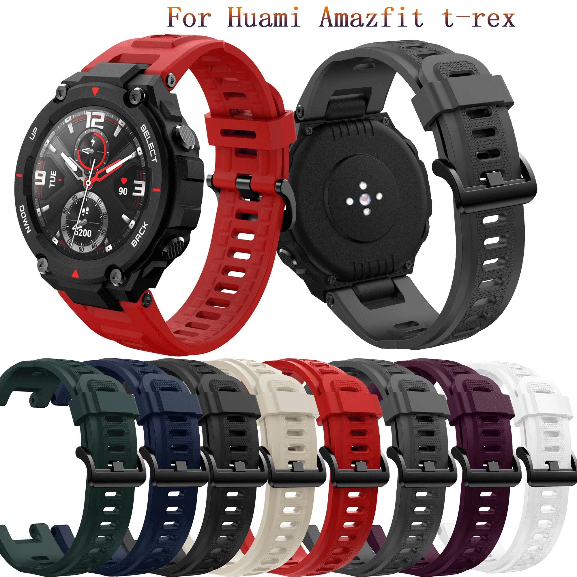 New Replacement Sport Strap For Huami Amazfit T-Rex Adjustable Strap Bracelet For Xiaom*  Amazfit T-Rex Pro Watch Silicone Strap
