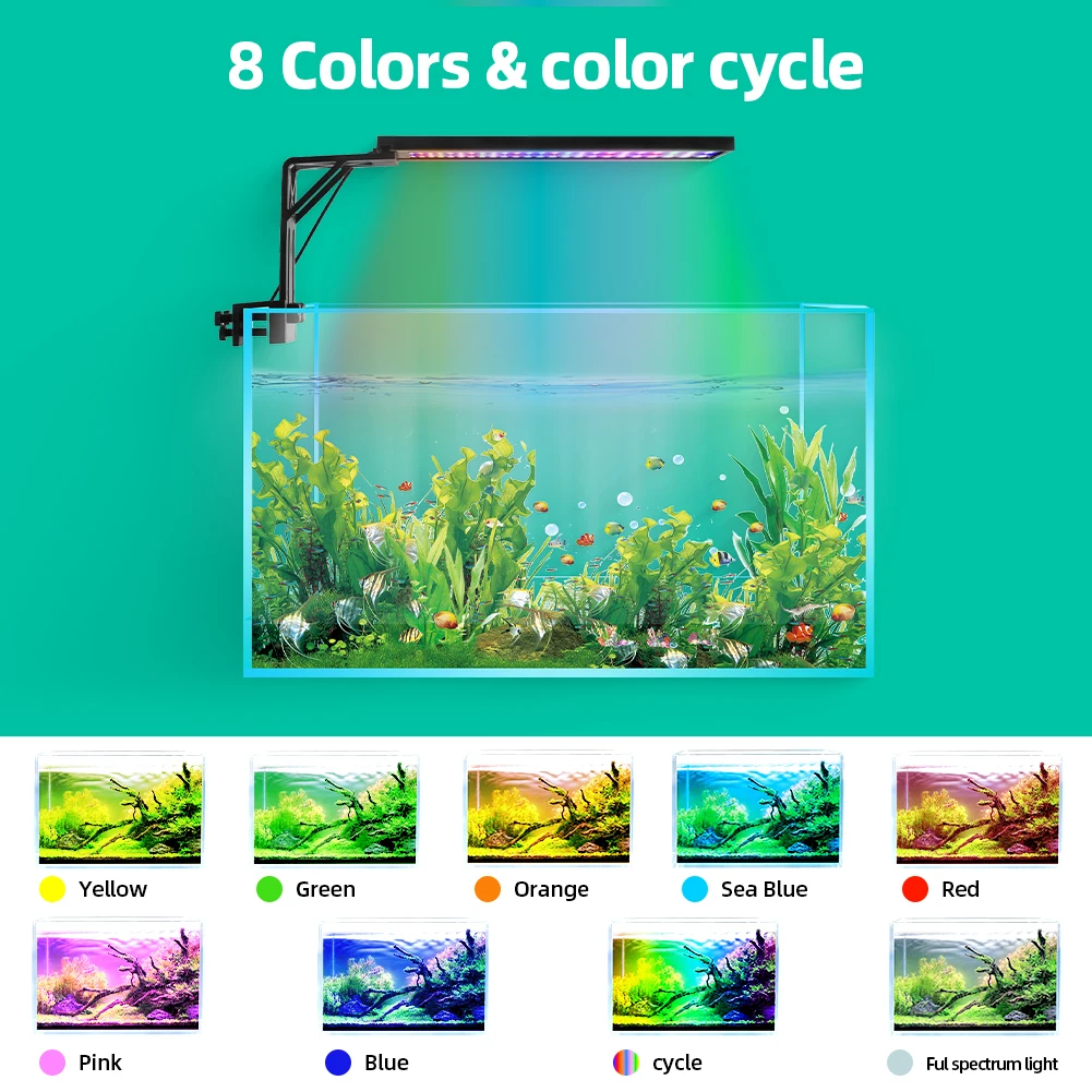 24/7 水族館フルスペクトル照明 LED ライト 8 カラーモード電源オフ