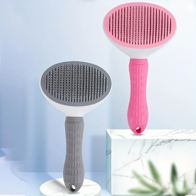 Pet Hair Removal Comb for Effortless Grooming of Dogs and Cats Float Hair Removal Slicker Brush with Automatic Funct