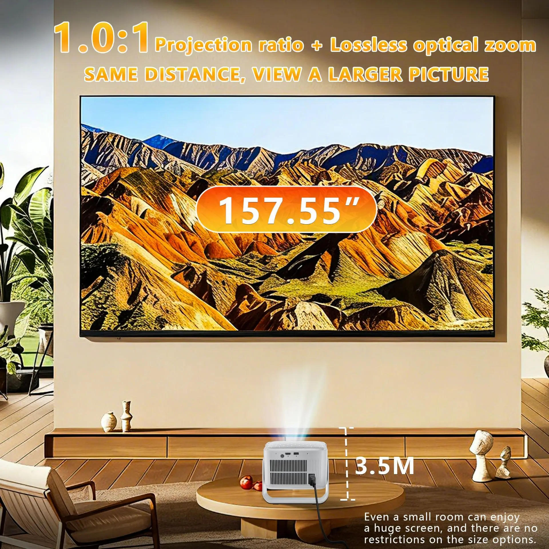 HY350MAX 안드로이드 14 프로젝터 8K 지원 스마트 홈 시네마 WiFi6 BT5.0 휴대용 미니 DLP 4K 비디오 빔프로젝터