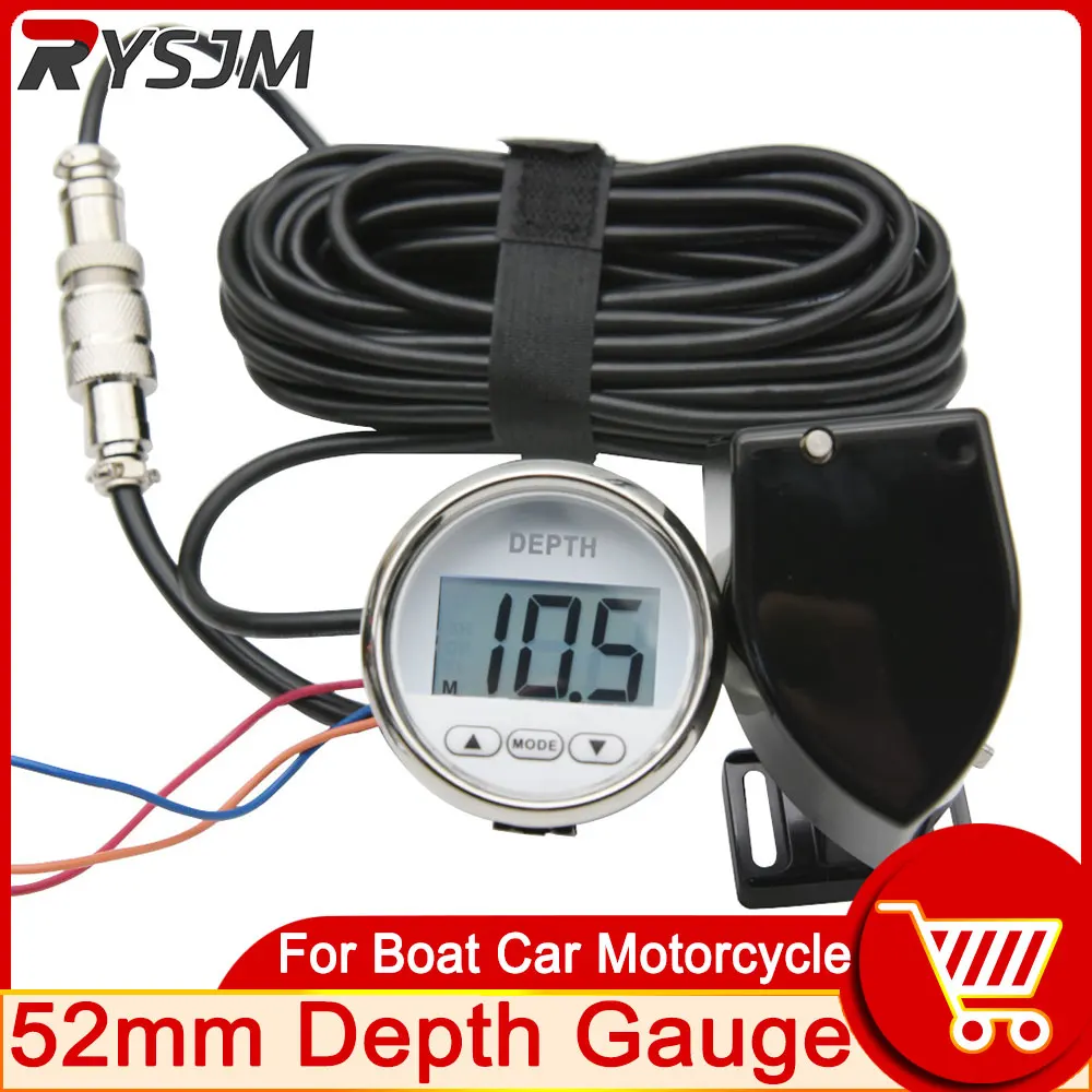 52MMBoatDepthGaugeWaterproofUniversalMarineDigitalDepthMeter