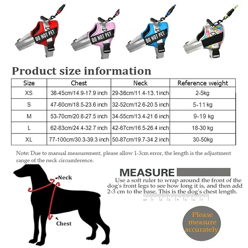KOMMILIFE Adjustable nylon dog harness personalized reflective breathable pet dog harness vest for small medium large dogs dog harness dog harness leash set
