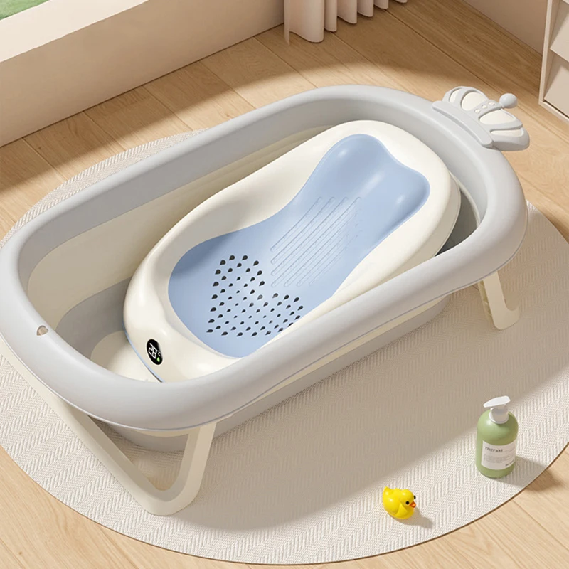 Baby Bath Seat Temperature Sensing Anti Slip Folding Holder For Newborn Babies Infants