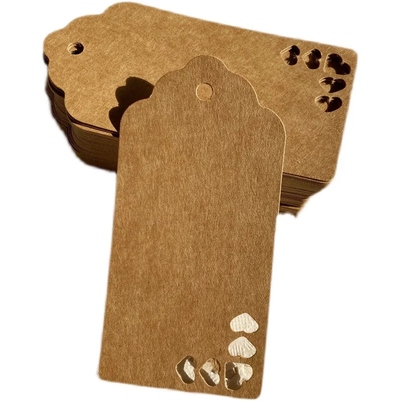 

50pcs Kraft Paper Blank Packaging Heart Hang Tag Gift Candy Boxes Price Tags 5x10cm