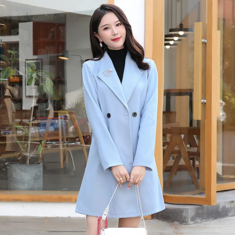 2023 Autumn Winter New Women Woolen Overcoat Good Quality Thickening Coat Slimming Jacket Outwear