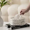 Cream Style Circular Ceramic Tissue Box Desktop Storage Ornament Creative Home Living Room Coffee Table Decoration Paper Box 1